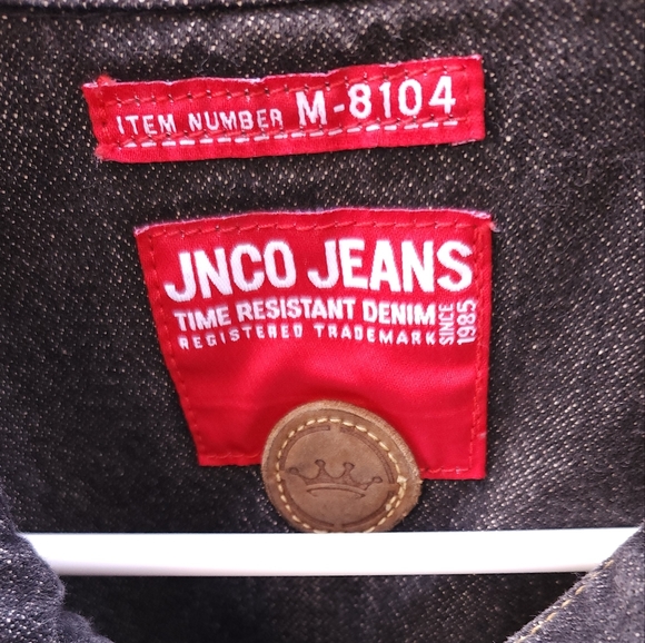 JNCO Rare Vintage Black Reconstructed Denim,  Embroidered Jacket /Size X… - Picture 6 of 11